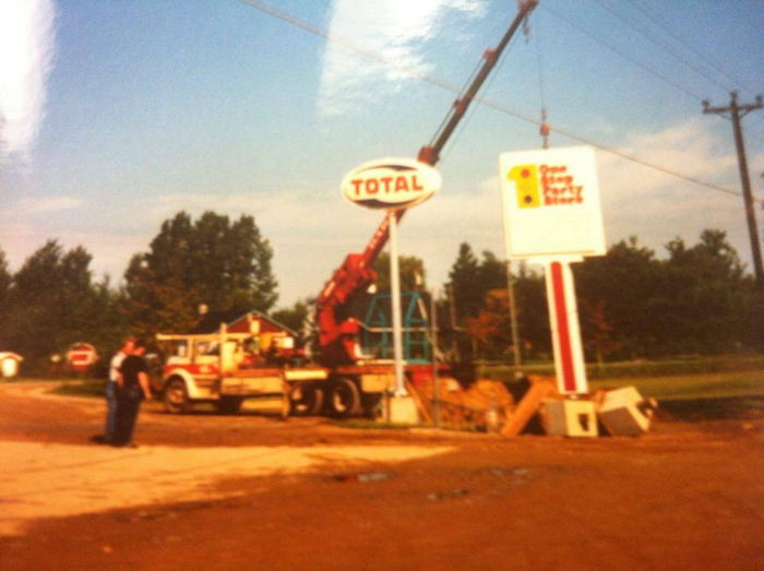 One Stop Party Store - The Sign Going Up - Probably 1970S (newer photo)